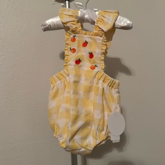 NWT Edgehill Collection Baby Girls Embroidered Oranges Gingham Bubble Sz 9M - Picture 3 of 8